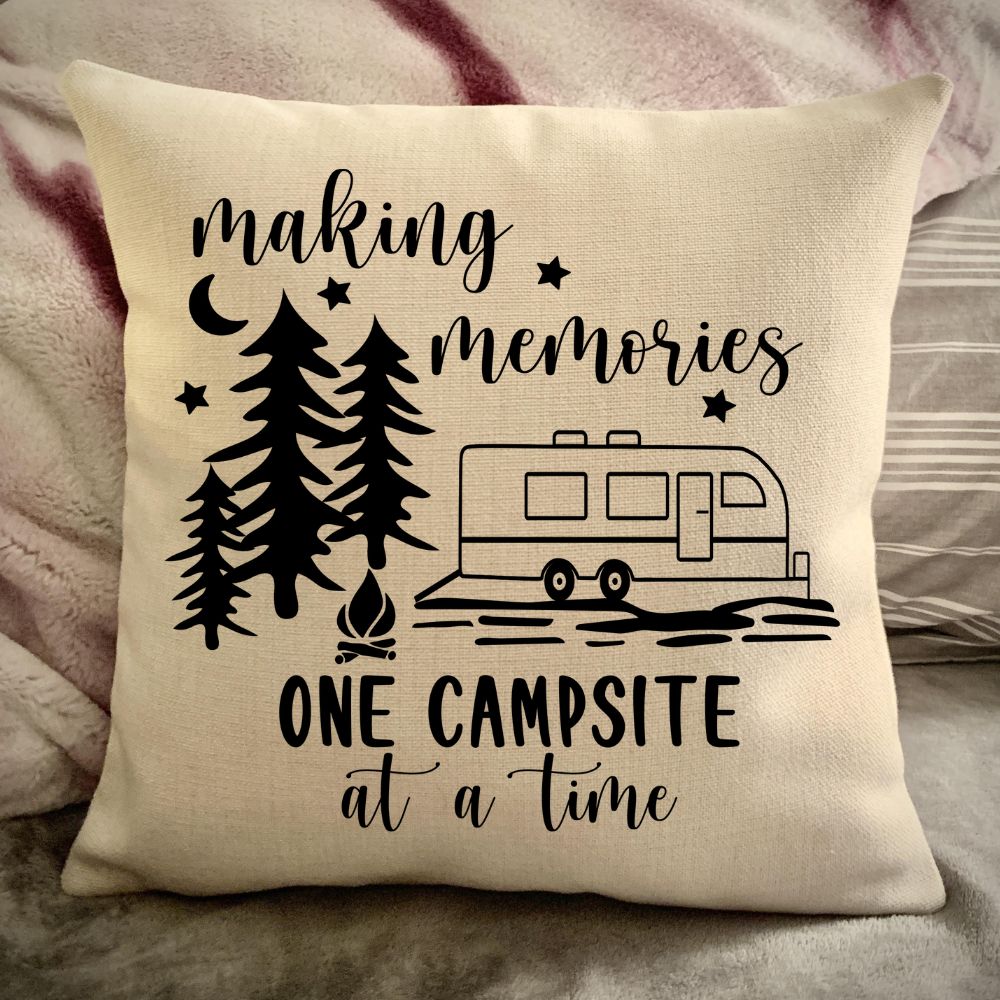 Toyhauler Trailer Decorative pillow cover - Making Memories Campsite pillow cover - Personalize camper gift - USA Travel Map Pillow Camping decor