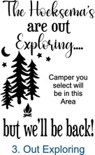 Load image into Gallery viewer, Camper Campsite garden Flag, Personalized bright Camping sign, Camp outdoor Decor, Gift outdoorsman traveler, Custom Decor rv trailer popup
