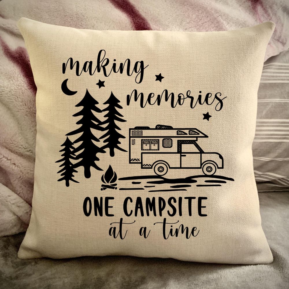 Truck Camper Trailer Decorative Pillow Cover - Truck camper RV Camping - Making Memories Campsite pillow cover - Personalize camper gift - USA Travel Map Pillow Camping decor