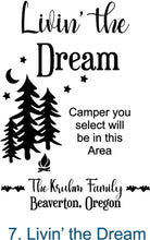 Load image into Gallery viewer, Camper Campsite garden Flag, Personalized bright Camping sign, Camp outdoor Decor, Gift outdoorsman traveler, Custom Decor rv trailer popup
