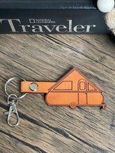 Load image into Gallery viewer, A Frame popup Camper leather keychain
