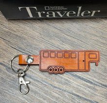 Load image into Gallery viewer, Horse trailer leather keychain
