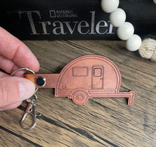 Load image into Gallery viewer, Retro Camper leather keychain
