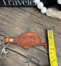 Load image into Gallery viewer, Retro Camper leather keychain
