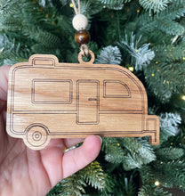 Load image into Gallery viewer, Small Travel trailer Holiday tree ornament
