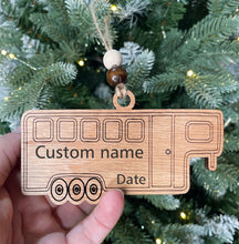 Load image into Gallery viewer, Wood Horse trailer holiday tree ornament
