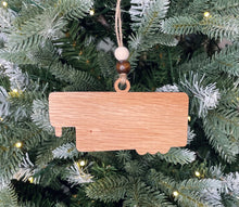 Load image into Gallery viewer, Wood Horse trailer holiday tree ornament
