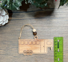 Load image into Gallery viewer, Wood Horse trailer holiday tree ornament
