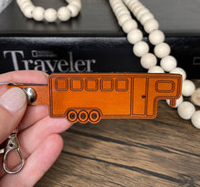 Load image into Gallery viewer, Horse trailer leather keychain
