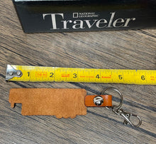 Load image into Gallery viewer, Horse trailer leather keychain
