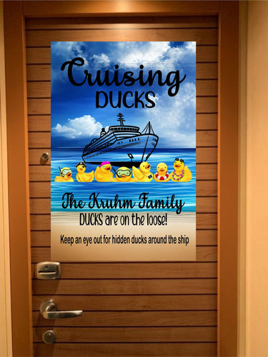 Custom magnetic cruising ducks door decoration banner, personalized cruise ship door magnet sign, large ship decor for stateroom, vacation