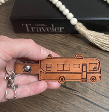 Load image into Gallery viewer, RV Motorhome leather keychain
