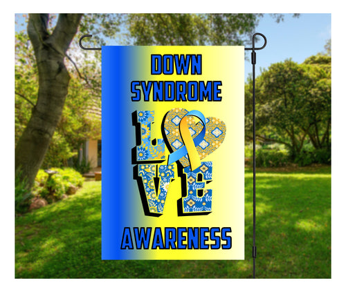 Down Syndrome Awareness, October Down Syndrome awareness month,  Down Syndrome Sign, t21, Chromosome, Down Syndrome Garden Flag, garden flag